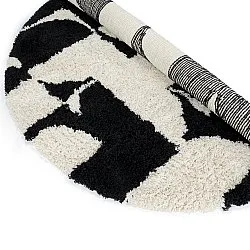 Alfombras redondeadas - Marvao Natural Cotton Shaggy (blanco roto/negro)