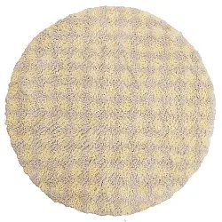 Alfombras redondeadas - Methoni Check Cotton Shaggy (crema/amarillo claro)