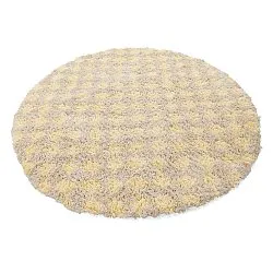 Alfombras redondeadas - Methoni Check Cotton Shaggy (crema/amarillo claro)