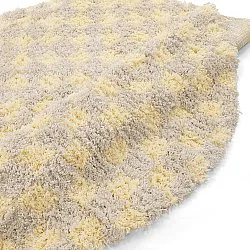 Alfombras redondeadas - Methoni Check Cotton Shaggy (crema/amarillo claro)