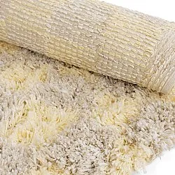 Alfombras redondeadas - Methoni Check Cotton Shaggy (crema/amarillo claro)
