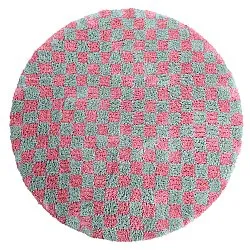 Alfombras redondeadas - Methoni Check Cotton Shaggy (azul claro/rosa claro)
