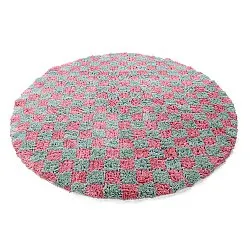 Alfombras redondeadas - Methoni Check Cotton Shaggy (azul claro/rosa claro)