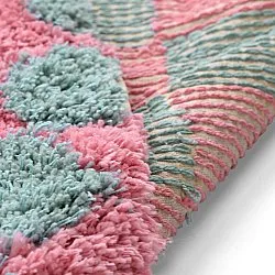 Alfombras redondeadas - Methoni Check Cotton Shaggy (azul claro/rosa claro)