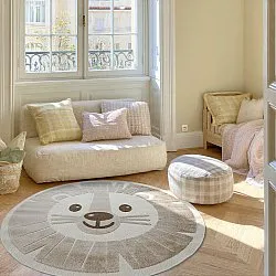 Alfombra redonda infantil - Kind Lion (crema)