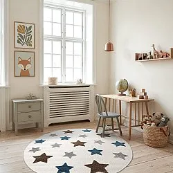 Alfombra redonda infantil - Stars (crema/multicolor)