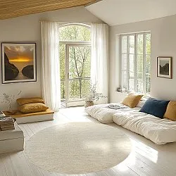 Alfombras redondeadas - Celina Natural Cotton Shaggy (blanco roto/beige)