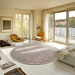 Alfombras redondeadas - Celina Natural Cotton Shaggy (gris topo/lavanda)