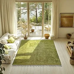 Alfombras de pelo largo - Celina Natural Cotton Shaggy (verde/amarillo)