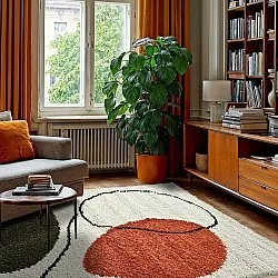 Alfombras de pelo largo - Sanghar (blanco/naranja/verde)