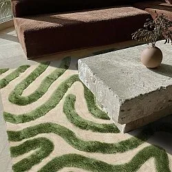 Alfombras de pelo largo - Akaba (crema/verde)