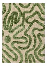 Alfombras de pelo largo - Akaba (crema/verde)