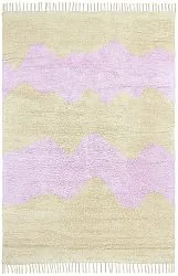 Alfombras de pelo largo - Amira Natural Cotton Shaggy (beige/púrpura)