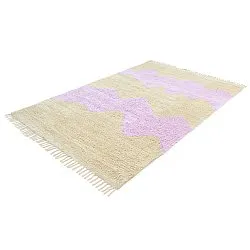 Alfombras de pelo largo - Amira Natural Cotton Shaggy (beige/púrpura)