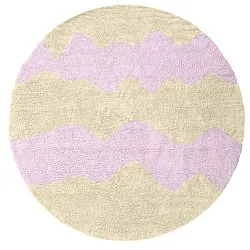 Alfombras redondeadas - Amira Natural Cotton Shaggy (beige/púrpura)
