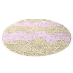 Alfombras redondeadas - Amira Natural Cotton Shaggy (beige/púrpura)