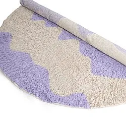 Alfombras redondeadas - Amira Natural Cotton Shaggy (morado/beige)