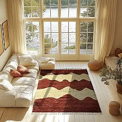 Alfombras de pelo largo - Amira Natural Cotton Shaggy (rojo/beige)