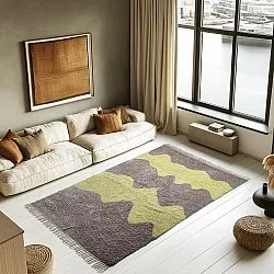 Alfombras de pelo largo - Amira Natural Cotton Shaggy (gris topo/amarillo)