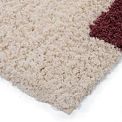Alfombras de pelo largo - Begur Natural Cotton Shaggy (blanco roto/burdeos)