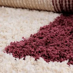 Alfombras de pelo largo - Begur Natural Cotton Shaggy (blanco roto/burdeos)