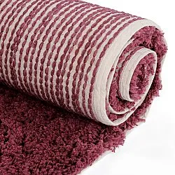 Alfombras de pelo largo - Begur Natural Cotton Shaggy (blanco roto/burdeos)