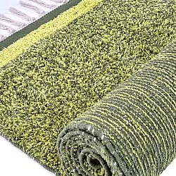 Alfombras de pelo largo - Celina Natural Cotton Shaggy (verde/amarillo)