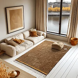 Alfombras de pelo largo - Celina Natural Cotton Shaggy (marrón/naranja)