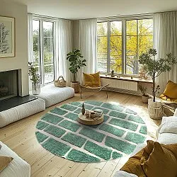 Alfombras redondeadas - Cyrus Natural Cotton Shaggy (verde)