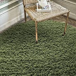Alfombras redondeadas - Fassale Hand Woven Wool Shaggy (verde musgo)