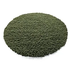 Alfombras redondeadas - Fassale Hand Woven Wool Shaggy (verde musgo)