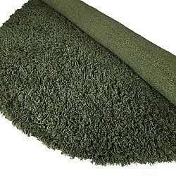Alfombras redondeadas - Fassale Hand Woven Wool Shaggy (verde musgo)