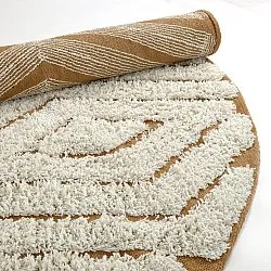 Alfombras redondeadas - Holwell Natural Cotton Shaggy (blanco roto/marrón)