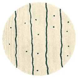 Alfombras redondeadas - Leora Natural Cotton Shaggy (beige/verde)