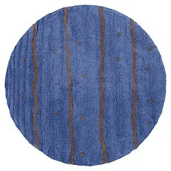Alfombras redondeadas - Leora Natural Cotton Shaggy (azul marrón)
