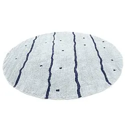 Alfombras redondeadas - Leora Natural Cotton Shaggy (gris/azul)