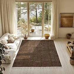 Alfombras de pelo largo - Leora Natural Cotton Shaggy (marrón/oliva)