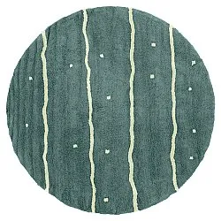 Alfombras redondeadas - Leora Natural Cotton Shaggy (verde)