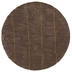 Alfombras redondeadas - Leora Natural Cotton Shaggy (marrón/oliva)