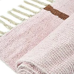Alfombras de pelo largo - Leora Natural Cotton Shaggy (rosa/marrón)