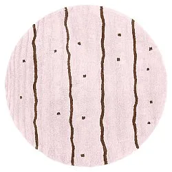 Alfombras redondeadas - Leora Natural Cotton Shaggy (rosa/marrón)
