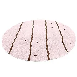 Alfombras redondeadas - Leora Natural Cotton Shaggy (rosa/marrón)