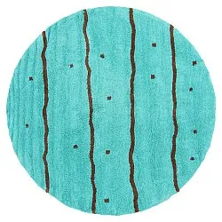 Alfombras redondeadas - Leora Natural Cotton Shaggy (turquesa/marrón)