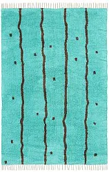Alfombras de pelo largo - Leora Natural Cotton Shaggy (turquesa/marrón)