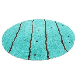 Alfombras redondeadas - Leora Natural Cotton Shaggy (turquesa/marrón)