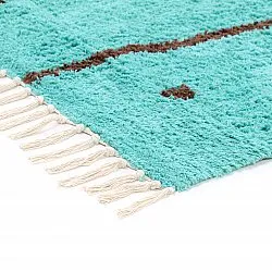 Alfombras de pelo largo - Leora Natural Cotton Shaggy (turquesa/marrón)