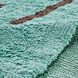 Alfombras de pelo largo - Leora Natural Cotton Shaggy (turquesa/marrón)