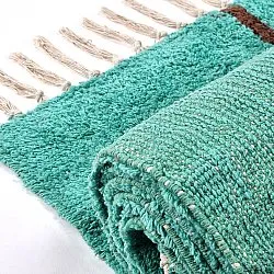 Alfombras de pelo largo - Leora Natural Cotton Shaggy (turquesa/marrón)