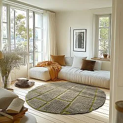 Alfombras redondeadas - Lindley Natural Cotton Shaggy (gris/verde)