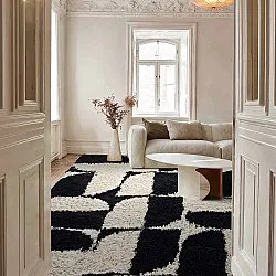 Alfombras de pelo largo - Marvao Natural Cotton Shaggy (blanco roto/negro)